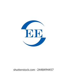 EE logo. E E design. White EE letter. EE, E E letter logo design. Initial letter EE linked circle uppercase monogram logo.