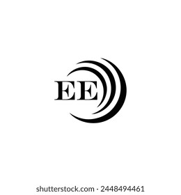 EE logo. E E design. White EE letter. EE, E E letter logo design. Initial letter EE linked circle uppercase monogram logo.