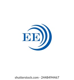 EE logo. E E design. White EE letter. EE, E E letter logo design. Initial letter EE linked circle uppercase monogram logo.