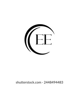 EE logo. E E design. White EE letter. EE, E E letter logo design. Initial letter EE linked circle uppercase monogram logo.