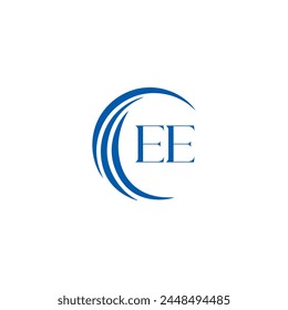 EE logo. E E design. White EE letter. EE, E E letter logo design. Initial letter EE linked circle uppercase monogram logo.