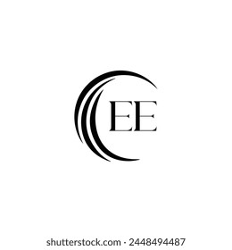 EE logo. E E design. White EE letter. EE, E E letter logo design. Initial letter EE linked circle uppercase monogram logo.