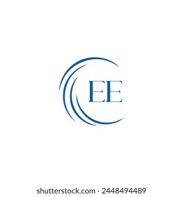 EE logo. E E design. White EE letter. EE, E E letter logo design. Initial letter EE linked circle uppercase monogram logo.