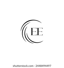 EE logo. E E design. White EE letter. EE, E E letter logo design. Initial letter EE linked circle uppercase monogram logo.