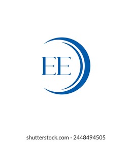 EE logo. E E design. White EE letter. EE, E E letter logo design. Initial letter EE linked circle uppercase monogram logo.