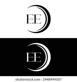 EE logo. E E design. White EE letter. EE, E E letter logo design. Initial letter EE linked circle uppercase monogram logo.