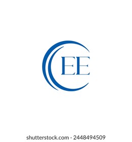 EE logo. E E design. White EE letter. EE, E E letter logo design. Initial letter EE linked circle uppercase monogram logo.