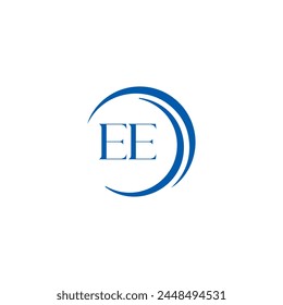 EE logo. E E design. White EE letter. EE, E E letter logo design. Initial letter EE linked circle uppercase monogram logo.