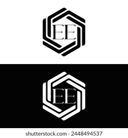 EE logo. E E design. White EE letter. EE, E E letter logo design. Initial letter EE linked circle uppercase monogram logo.