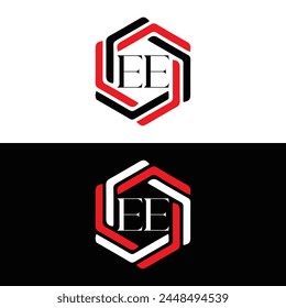 EE logo. E E design. White EE letter. EE, E E letter logo design. Initial letter EE linked circle uppercase monogram logo.