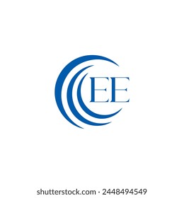 EE logo. E E design. White EE letter. EE, E E letter logo design. Initial letter EE linked circle uppercase monogram logo.