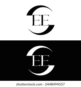 EE logo. E E design. White EE letter. EE, E E letter logo design. Initial letter EE linked circle uppercase monogram logo.