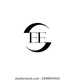 EE logo. E E design. White EE letter. EE, E E letter logo design. Initial letter EE linked circle uppercase monogram logo.