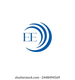 EE logo. E E design. White EE letter. EE, E E letter logo design. Initial letter EE linked circle uppercase monogram logo.