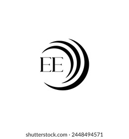 EE logo. E E design. White EE letter. EE, E E letter logo design. Initial letter EE linked circle uppercase monogram logo.