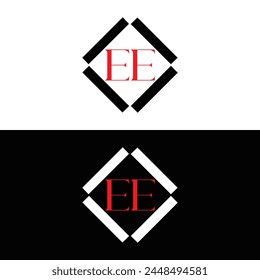 Siehe Logo. E-Design. Weißer EE-Buchstabe. EE, E E Buchstaben Logo Design. Anfangsbuchstabe EE Verknüpfter Kreis, Monogramm-Logo in Großbuchstaben.