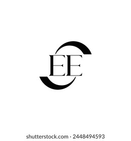 EE logo. E E design. White EE letter. EE, E E letter logo design. Initial letter EE linked circle uppercase monogram logo.