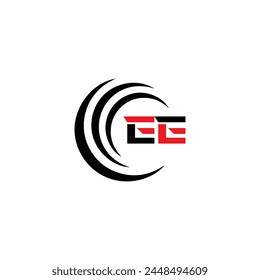 EE logo. E E design. White EE letter. EE, E E letter logo design. Initial letter EE linked circle uppercase monogram logo.