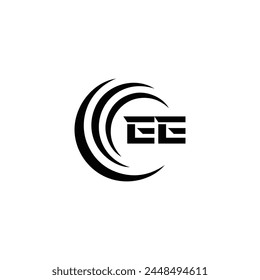 EE logo. E E design. White EE letter. EE, E E letter logo design. Initial letter EE linked circle uppercase monogram logo.