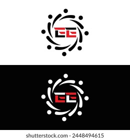 EE logo. E E design. White EE letter. EE, E E letter logo design. Initial letter EE linked circle uppercase monogram logo.