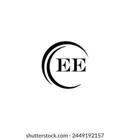 EE logo. E E design. White EE letter. EE, E E letter logo design. Initial letter EE linked circle uppercase monogram logo.