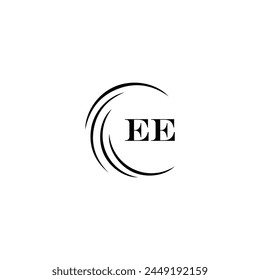 EE logo. E E design. White EE letter. EE, E E letter logo design. Initial letter EE linked circle uppercase monogram logo.