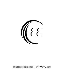 EE logo. E E design. White EE letter. EE, E E letter logo design. Initial letter EE linked circle uppercase monogram logo.