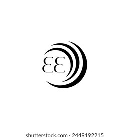 EE logo. E E design. White EE letter. EE, E E letter logo design. Initial letter EE linked circle uppercase monogram logo.