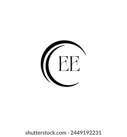 EE logo. E E design. White EE letter. EE, E E letter logo design. Initial letter EE linked circle uppercase monogram logo.