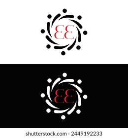 EE logo. E E design. White EE letter. EE, E E letter logo design. Initial letter EE linked circle uppercase monogram logo.