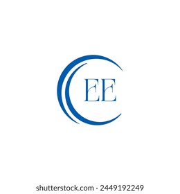 EE logo. E E design. White EE letter. EE, E E letter logo design. Initial letter EE linked circle uppercase monogram logo.