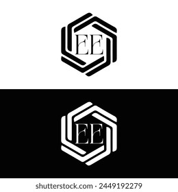 EE logo. E E design. White EE letter. EE, E E letter logo design. Initial letter EE linked circle uppercase monogram logo.