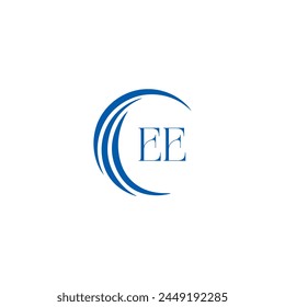 EE logo. E E design. White EE letter. EE, E E letter logo design. Initial letter EE linked circle uppercase monogram logo.