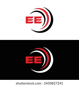 EE logo. E E design. White EE letter. EE, E E letter logo design. Initial letter EE linked circle uppercase monogram logo.