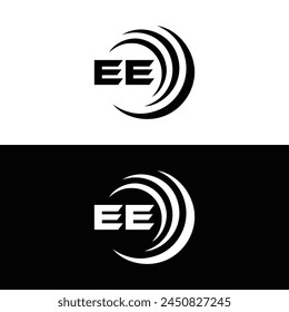 EE logo. E E design. White EE letter. EE, E E letter logo design. Initial letter EE linked circle uppercase monogram logo.