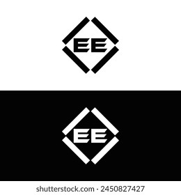 EE logo. E E design. White EE letter. EE, E E letter logo design. Initial letter EE linked circle uppercase monogram logo.