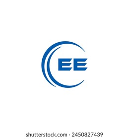 EE logo. E E design. White EE letter. EE, E E letter logo design. Initial letter EE linked circle uppercase monogram logo.