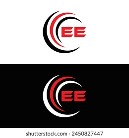 EE logo. E E design. White EE letter. EE, E E letter logo design. Initial letter EE linked circle uppercase monogram logo.