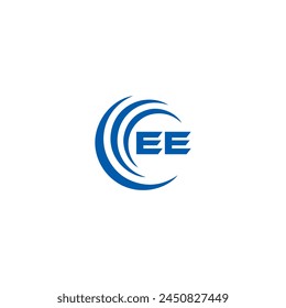 EE logo. E E design. White EE letter. EE, E E letter logo design. Initial letter EE linked circle uppercase monogram logo.