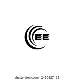 EE logo. E E design. White EE letter. EE, E E letter logo design. Initial letter EE linked circle uppercase monogram logo.