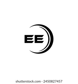 EE logo. E E design. White EE letter. EE, E E letter logo design. Initial letter EE linked circle uppercase monogram logo.