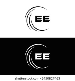 EE logo. E E design. White EE letter. EE, E E letter logo design. Initial letter EE linked circle uppercase monogram logo.