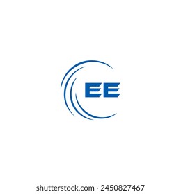 EE logo. E E design. White EE letter. EE, E E letter logo design. Initial letter EE linked circle uppercase monogram logo.