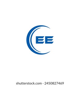 EE logo. E E design. White EE letter. EE, E E letter logo design. Initial letter EE linked circle uppercase monogram logo.