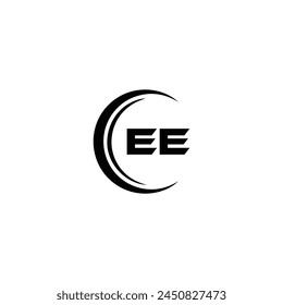 EE logo. E E design. White EE letter. EE, E E letter logo design. Initial letter EE linked circle uppercase monogram logo.