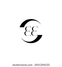 EE logo. E E design. White EE letter. EE, E E letter logo design. Initial letter EE linked circle uppercase monogram logo.