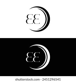 EE logo. E E design. White EE letter. EE, E E letter logo design. Initial letter EE linked circle uppercase monogram logo.