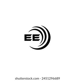 EE logo. E E design. White EE letter. EE, E E letter logo design. Initial letter EE linked circle uppercase monogram logo.