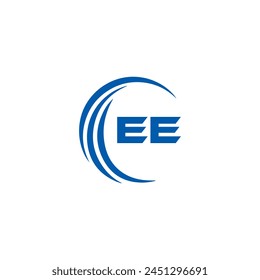 EE logo. E E design. White EE letter. EE, E E letter logo design. Initial letter EE linked circle uppercase monogram logo.