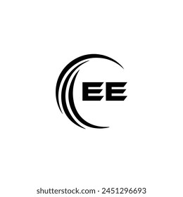 EE logo. E E design. White EE letter. EE, E E letter logo design. Initial letter EE linked circle uppercase monogram logo.